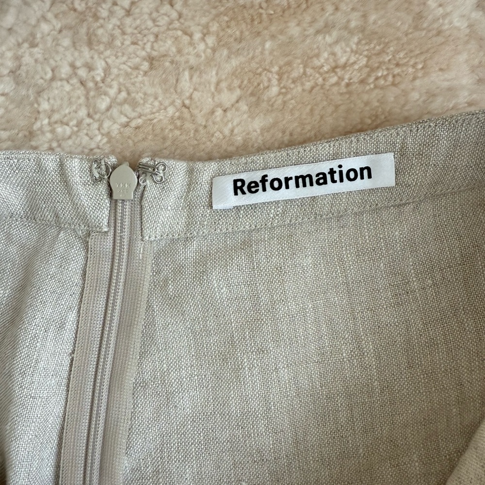 Reformation A-Line Linen Skirt with Slit - Picture 6 of 7